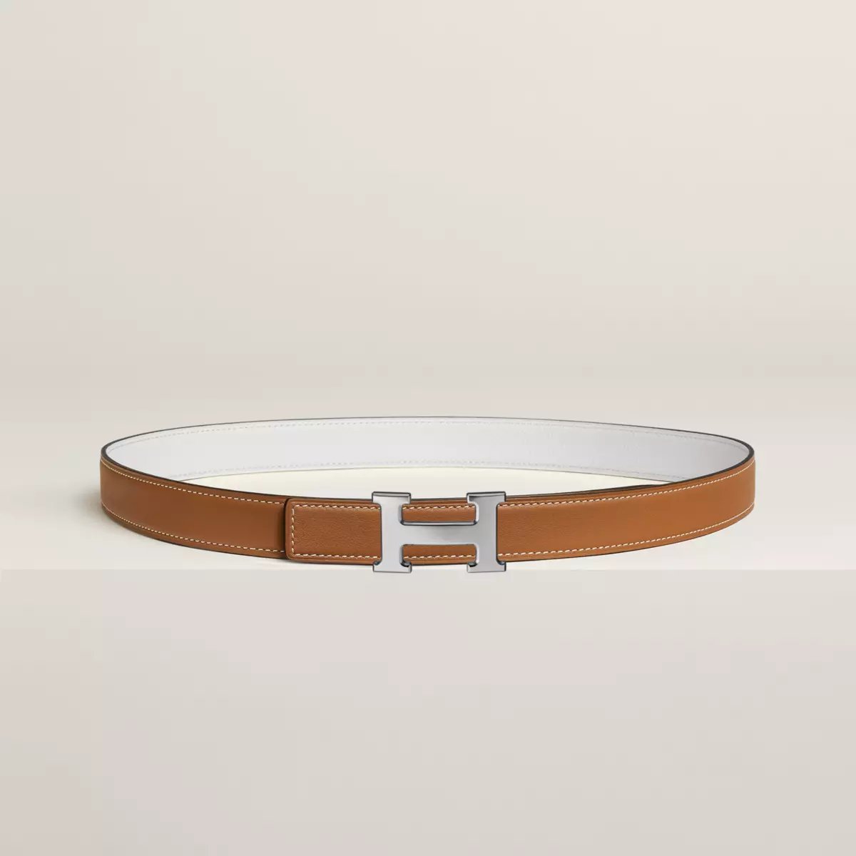 Mini H belt buckle & Reversible leather strap 24 mm