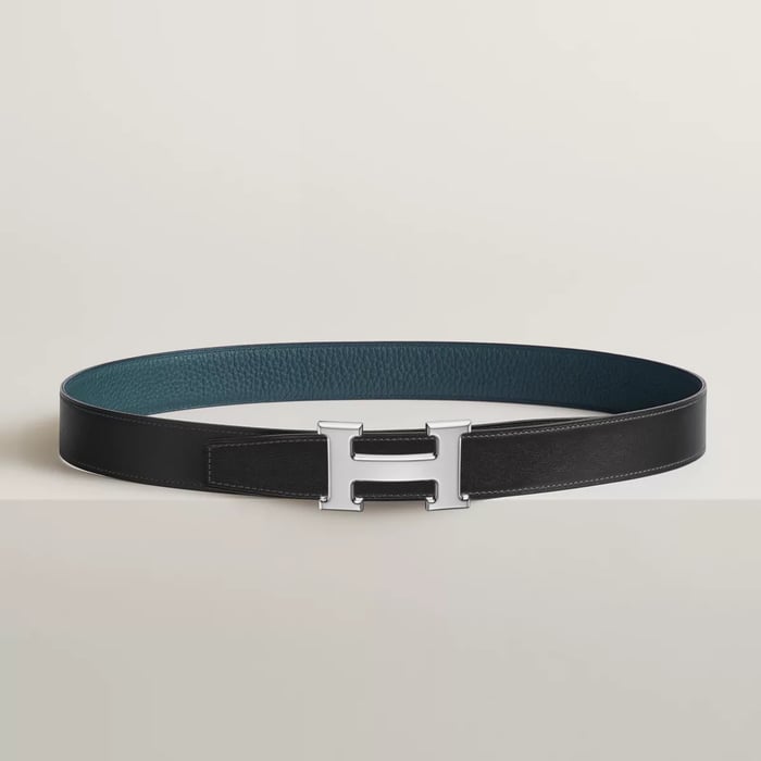 H Belt Buckle & Reversible Leather Strap 32 MM