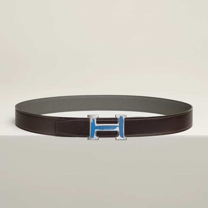 Brush Belt Buckle & Reversible Leather Strap 32 MM