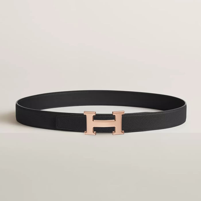 H Belt Buckle & Reversible Leather Strap 32 MM