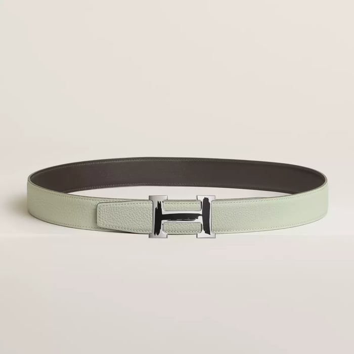 Brush Belt Buckle & Reversible Leather Strap 32 MM