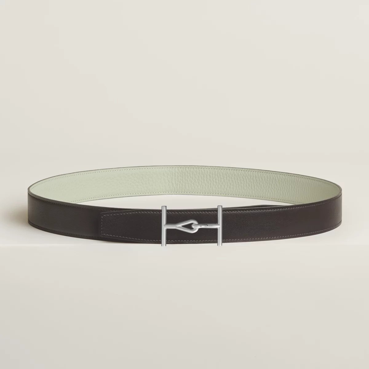 Jumbo belt buckle & Reversible leather strap 32 mm