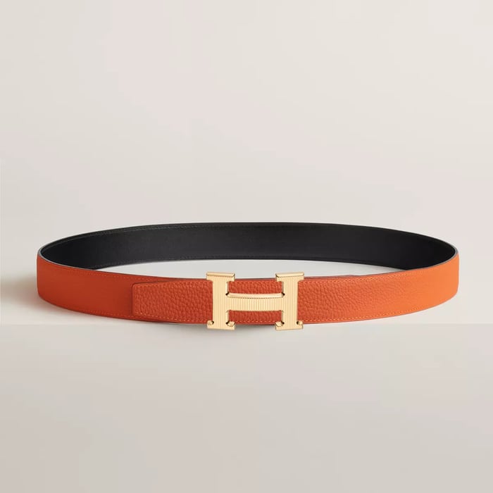 H Striee Belt Buckle & Reversible Leather Strap 32 MM