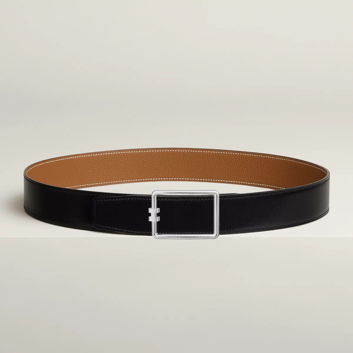 Tube H belt buckle & Reversible leather strap 38 mm