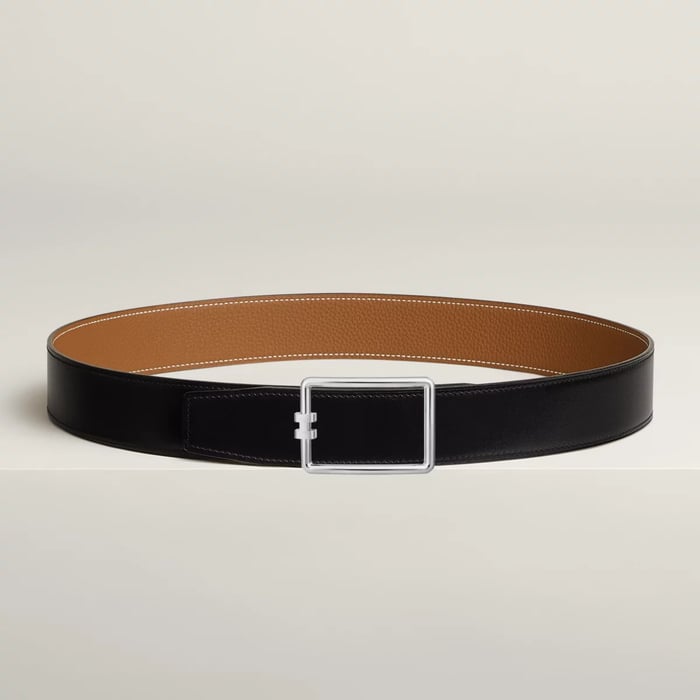 Tube H Belt Buckle & Reversible Leather Strap 38 MM
