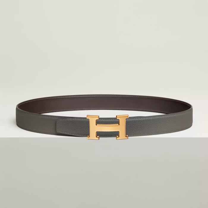 H Belt Buckle & Reversible Leather Strap 32 MM