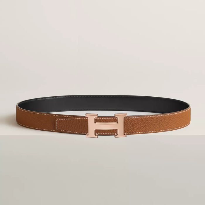 H Belt Buckle & Reversible Leather Strap 32 MM