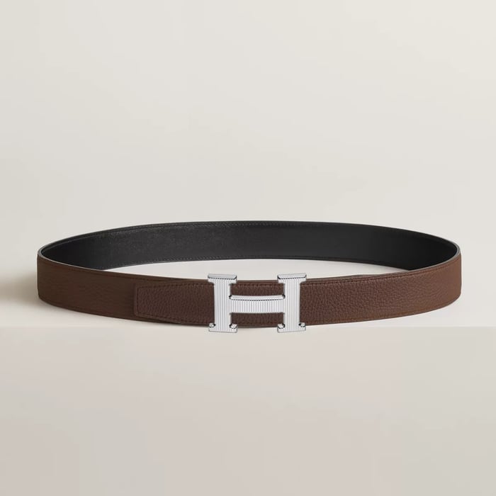 H Striee Belt Buckle & Reversible Leather Strap 32 MM