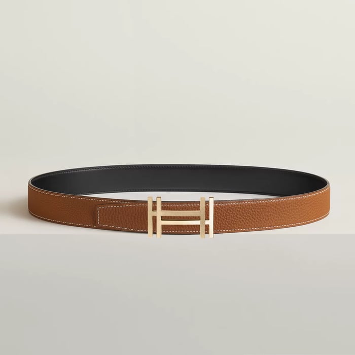 H Au Carre 벨트 버클 & 리버서블 가죽 스트랩 32mm