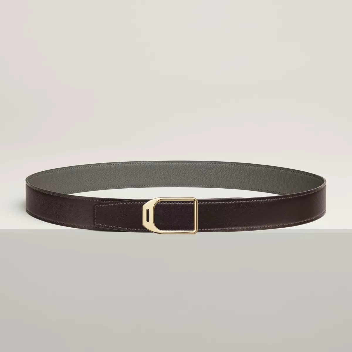 Jockey belt buckle & Reversible leather strap 32 mm