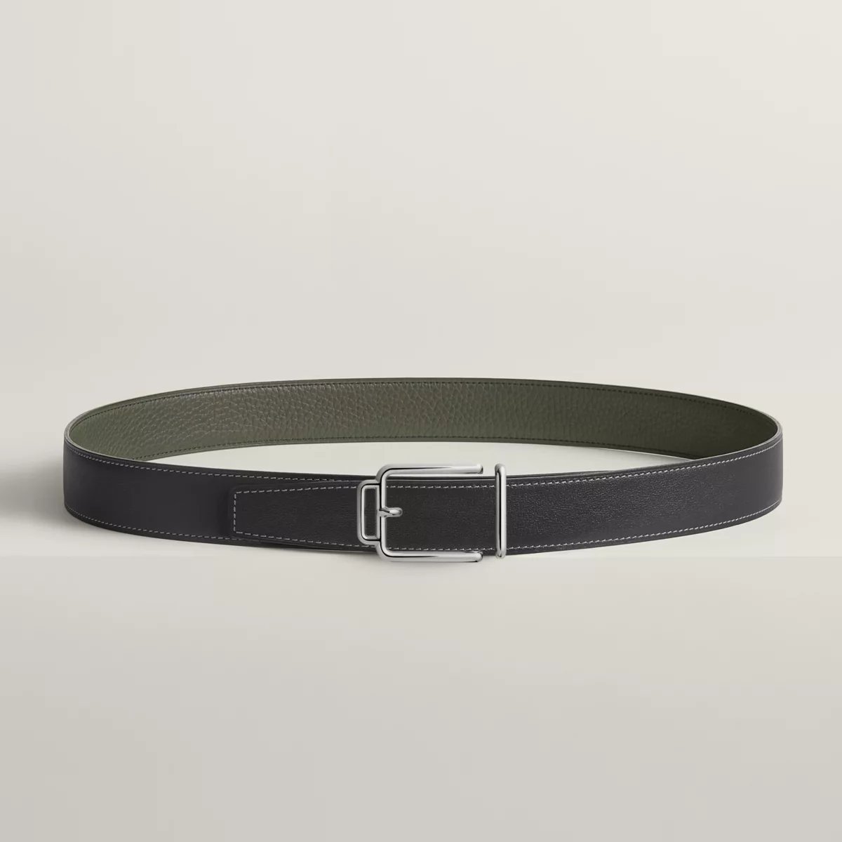 Volte-face reversible belt buckle & Reversible leather strap 32 mm