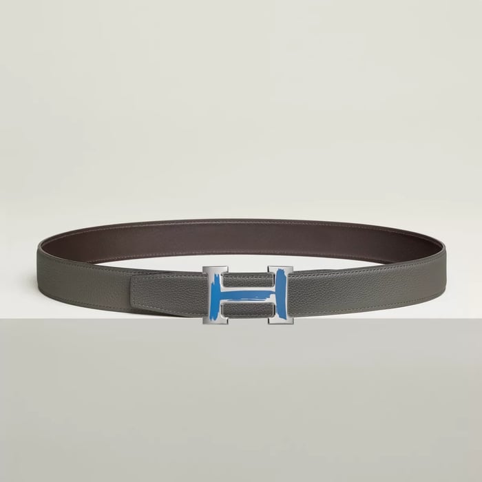 Brush Belt Buckle & Reversible Leather Strap 32 MM