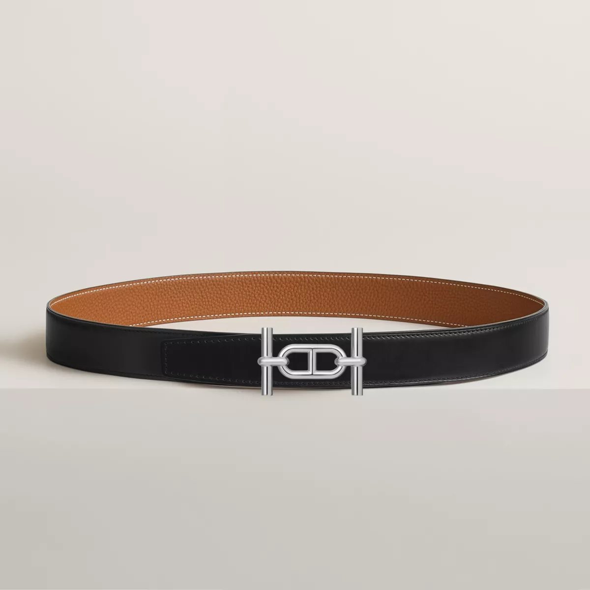Ancre belt buckle & Reversible leather strap 32 mm