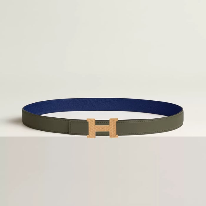 Mini Constance Guillochee belt buckle & Reversible leather strap 24 mm