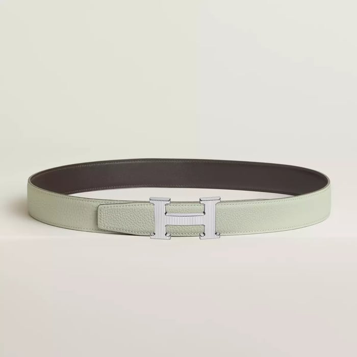 H Striee Belt Buckle & Reversible Leather Strap 32 MM