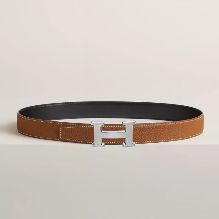 H Belt Buckle & Reversible Leather Strap 32 MM