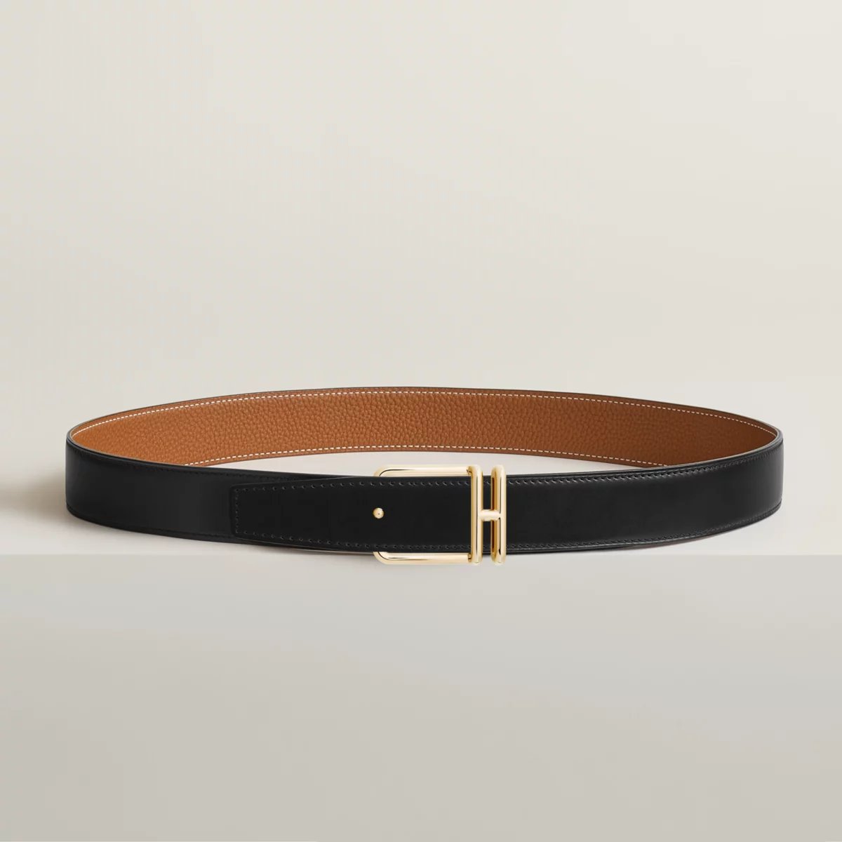Volte-face reversible belt buckle & Reversible leather strap 32 mm