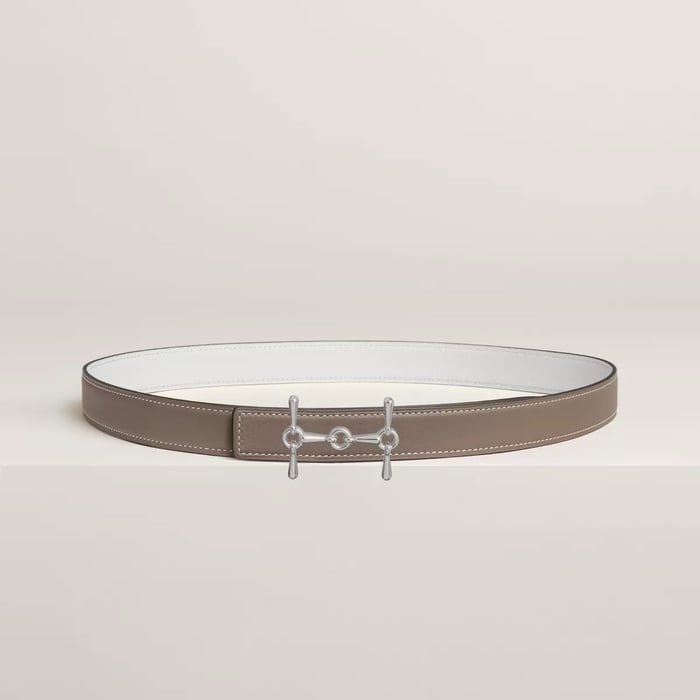 H Equestre belt buckle & Reversible leather strap 24 mm