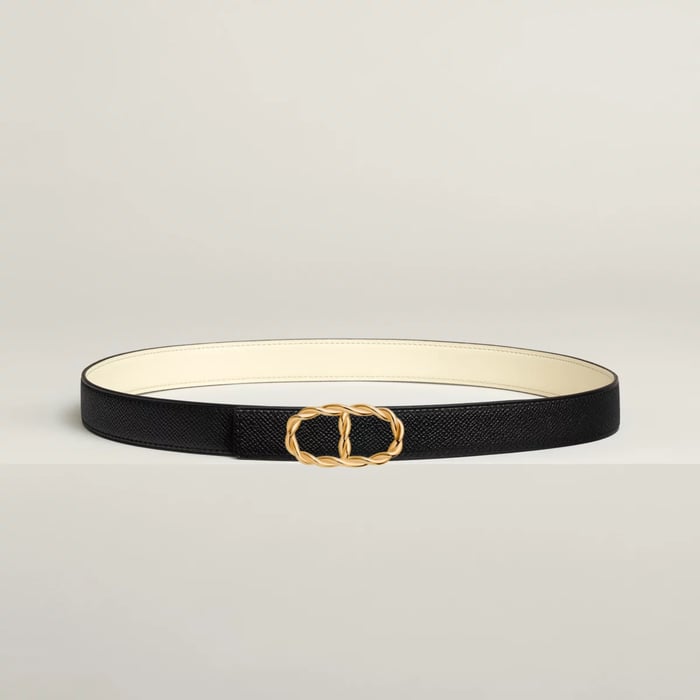 Maillon Torsade belt buckle & Reversible leather strap 24 mm