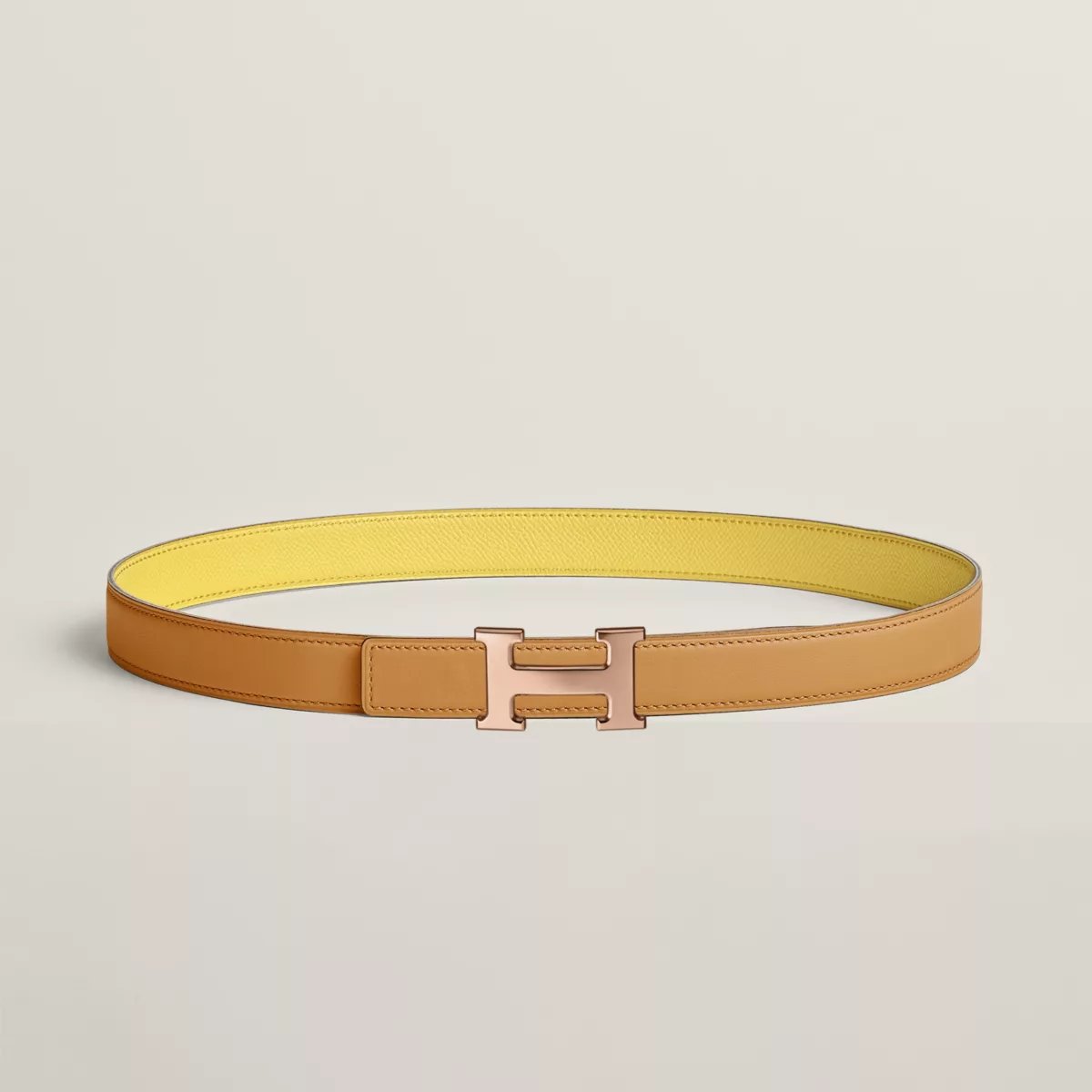 Mini H belt buckle & Reversible leather strap 24 mm
