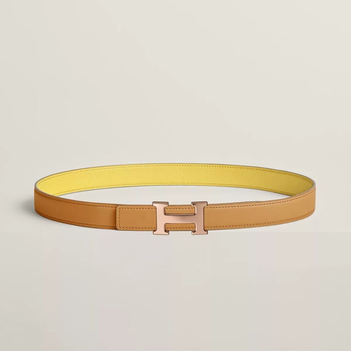 Mini H belt buckle & Reversible leather strap 24 mm