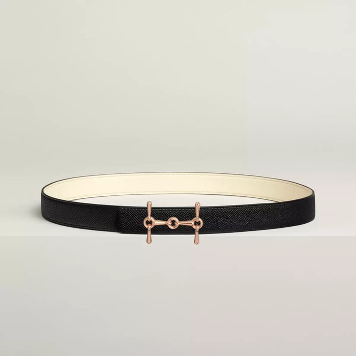 H Equestre belt buckle & Reversible leather strap 24 mm