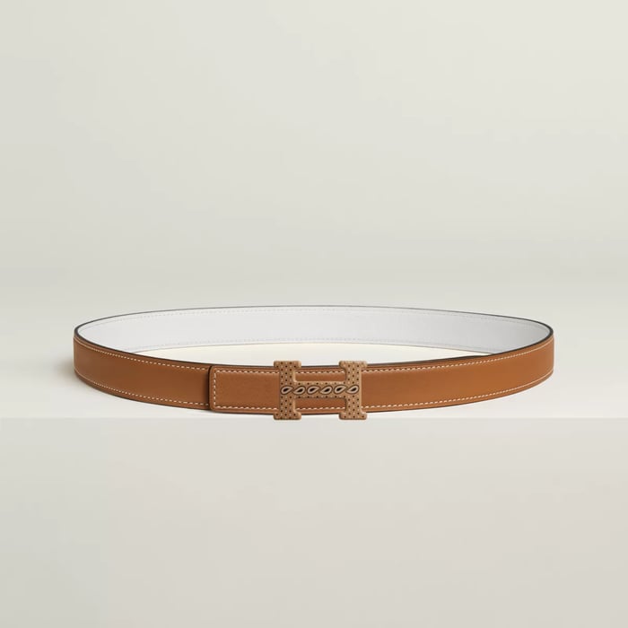 H Email Bandana belt buckle & Reversible leather strap 24 mm