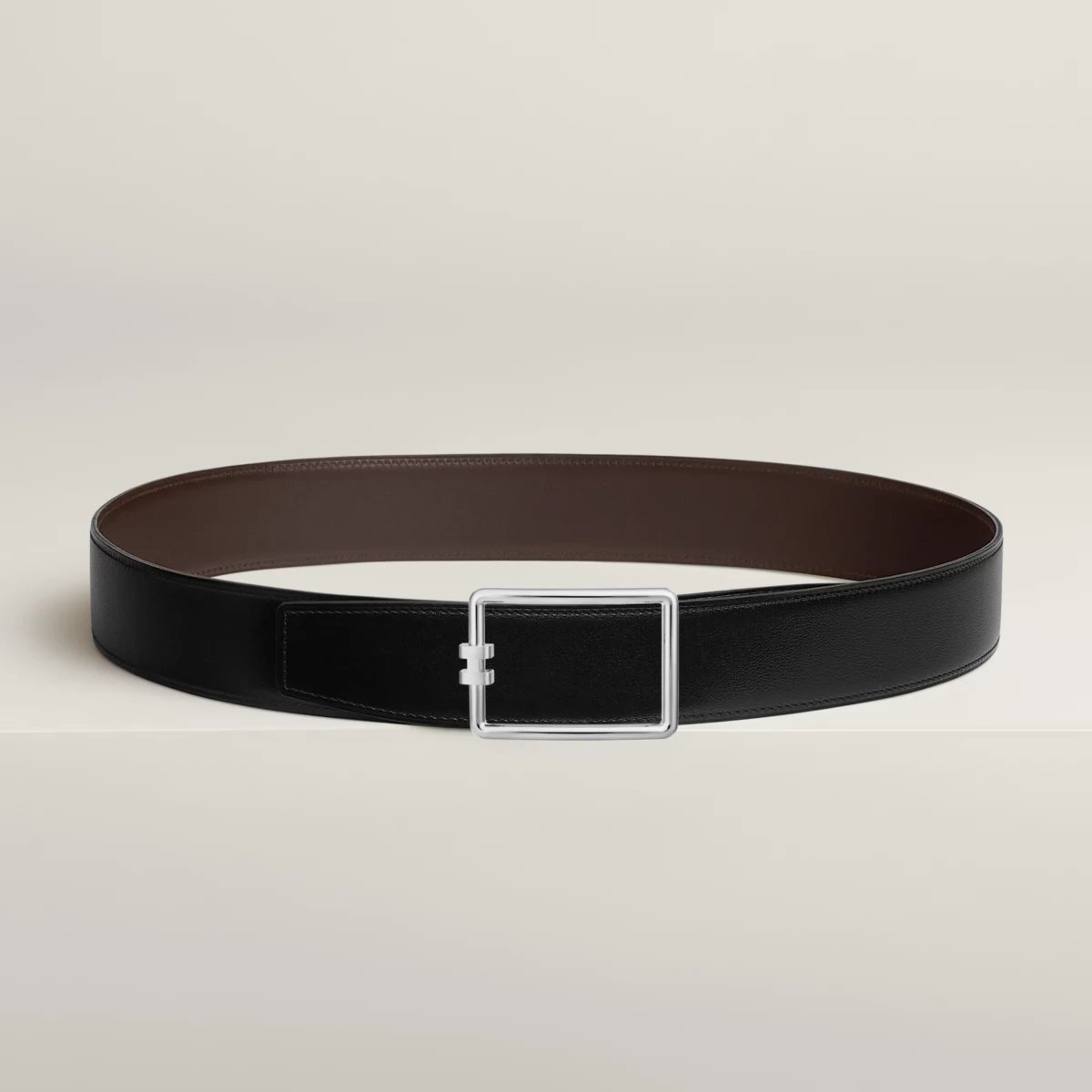 Tube H belt buckle & Reversible leather strap 38 mm