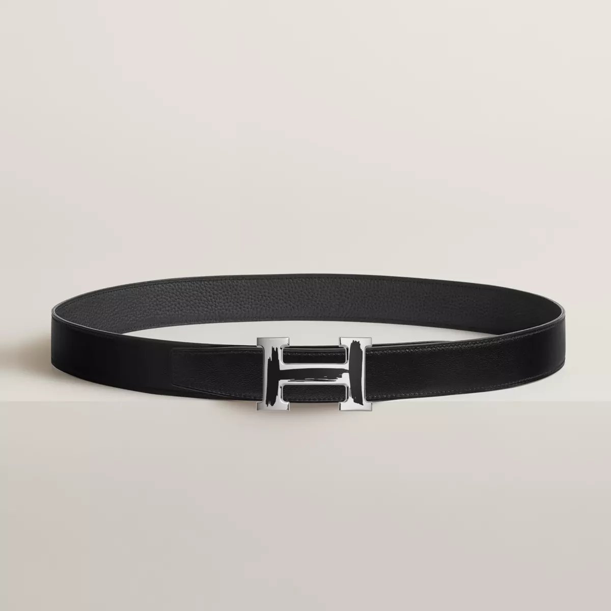 Brush belt buckle & Reversible leather strap 32 mm