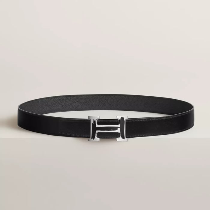 Brush belt buckle & Reversible leather strap 32 mm