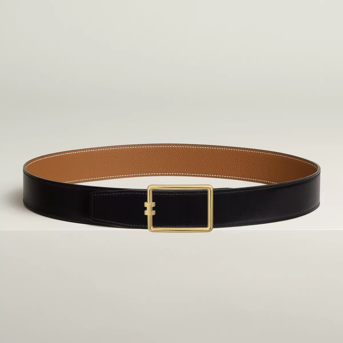 Tube H belt buckle & Reversible leather strap 38 mm