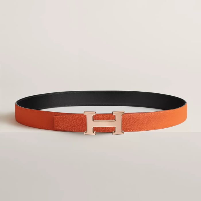 H Belt Buckle & Reversible Leather Strap 32 MM