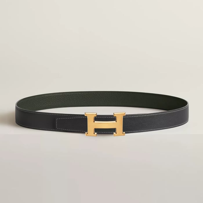 H Belt Buckle & Reversible Leather Strap 32 MM