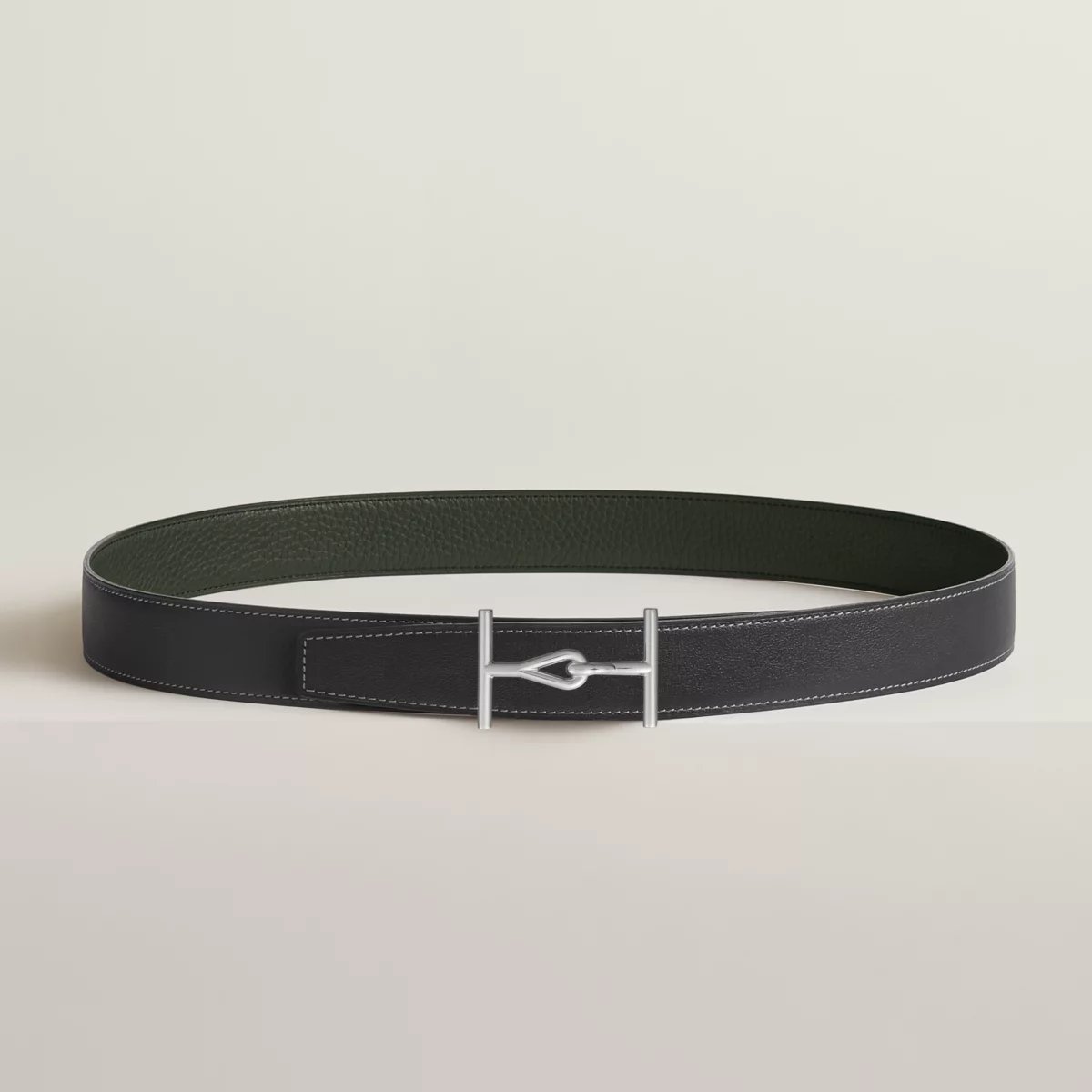 Jumbo belt buckle & Reversible leather strap 32 mm