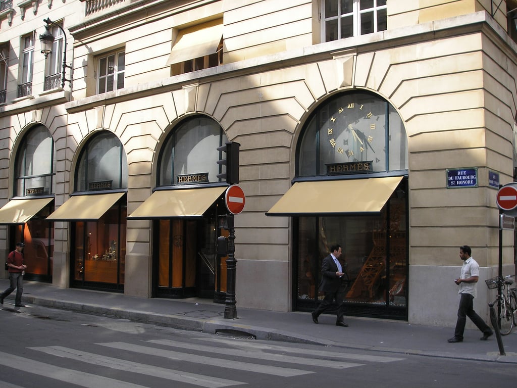 Hermès flagship exterior at 24 Faubourg Saint-Honoré in Paris
