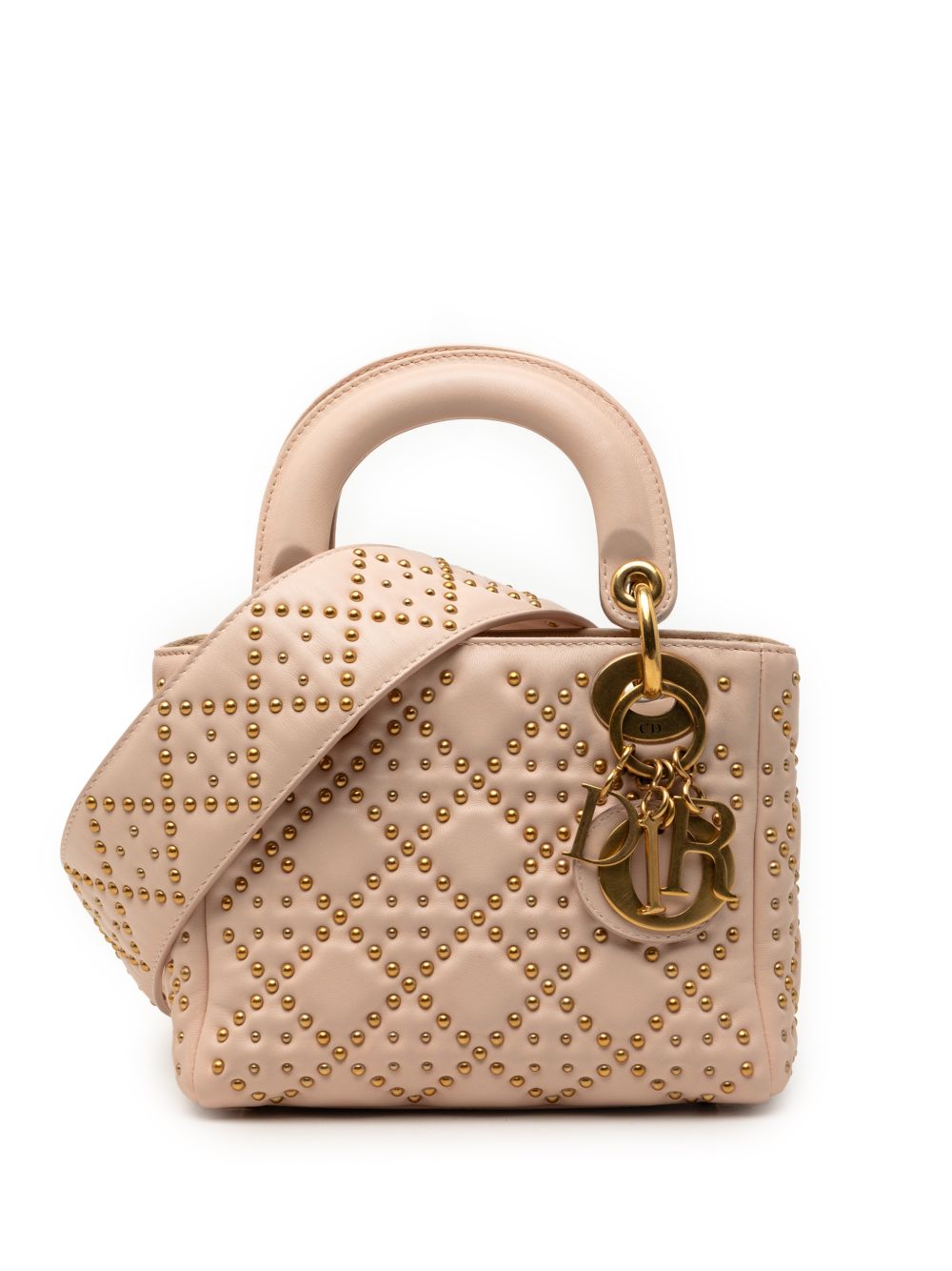 2017 Mini Lambskin Cannage Studded Supple Lady Dior satchel