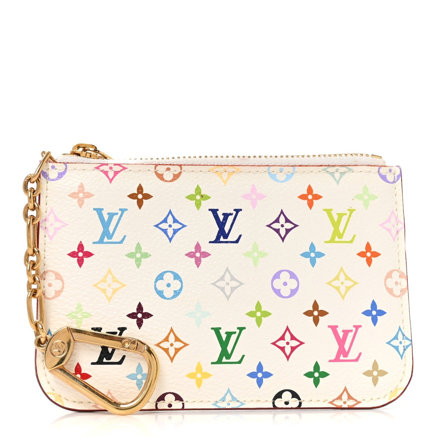 Louis Vuitton Monogram Multicolor Key Pouch White Litchi