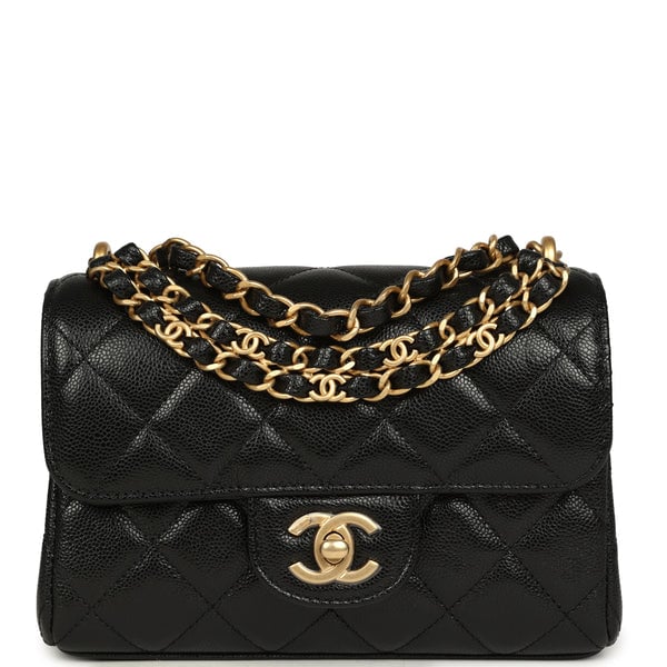 Chanel Mini "CC Vibe" Flap Bag Black Shiny Caviar Brushed Gold Hardware