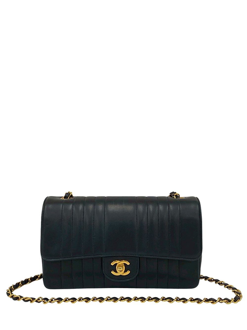 1991-1994 CC Vertical Quilt Lambskin Mademoiselle Flap crossbody bag