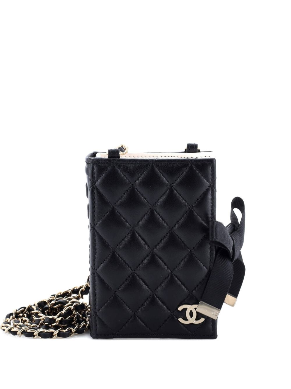 CC Book Card Holder with Chain Quilted Lambskin crossbody bag
