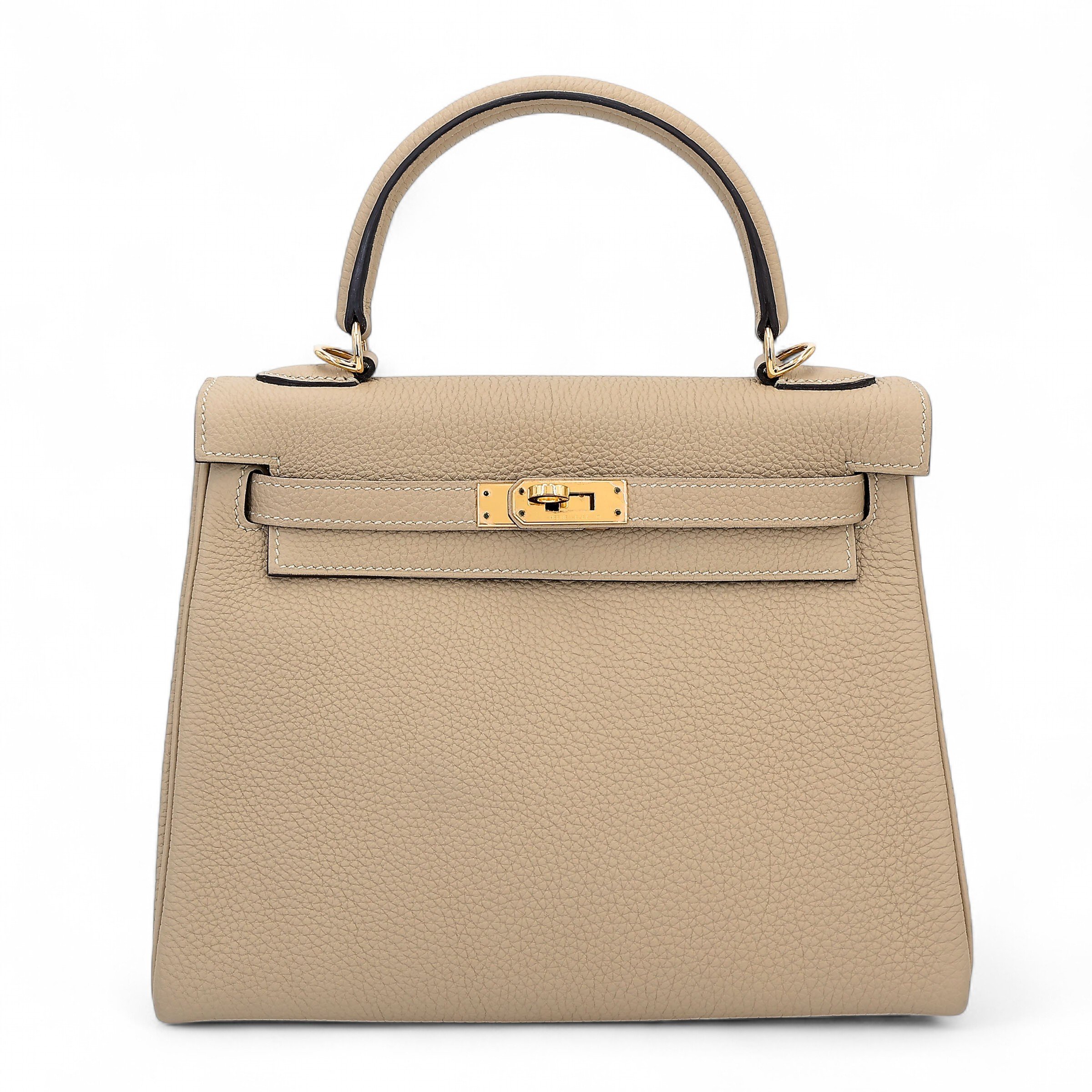 Hermes Excellent ( Rank SA ) HERMÈS Kelly 25 Trench (S2) Togo Gold hardware X (2016)