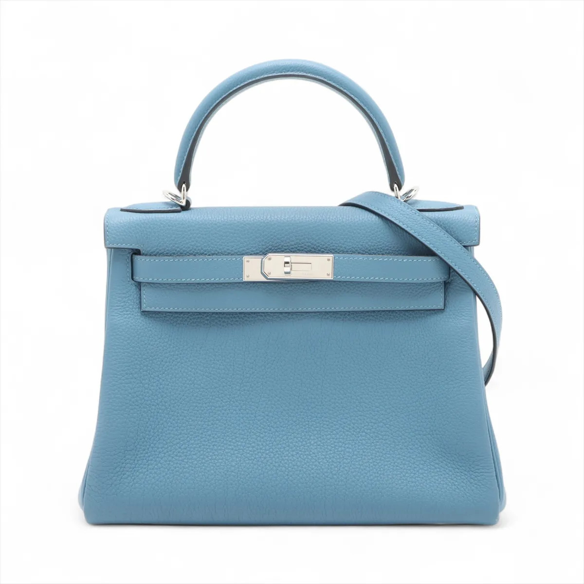 Hermès Kelly 28 Le Tournay Togo Azure Silver Metal Fittings