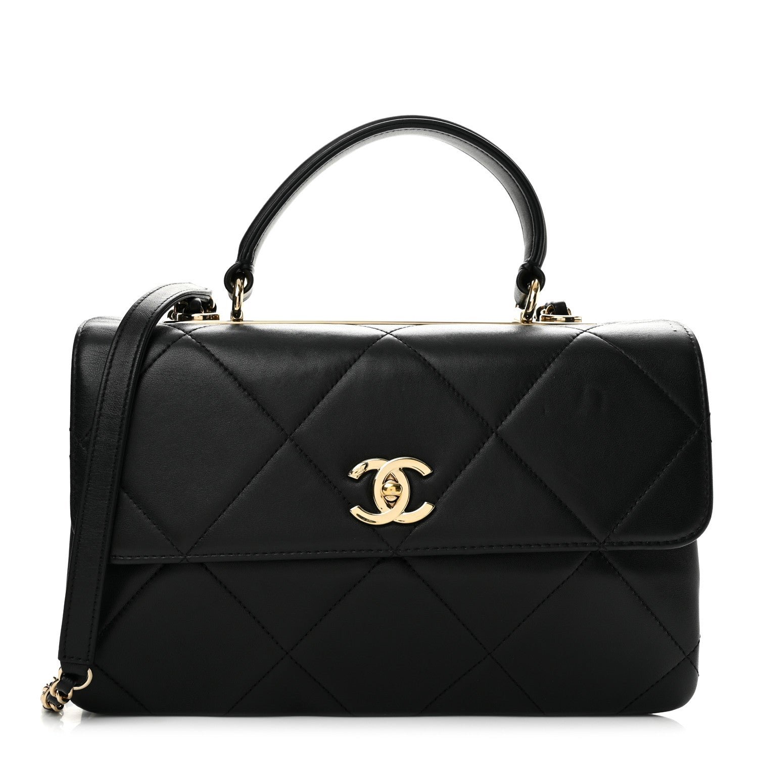 Chanel Lambskin Quilted Medium Trendy CC Flap Dual Handle Bag Black