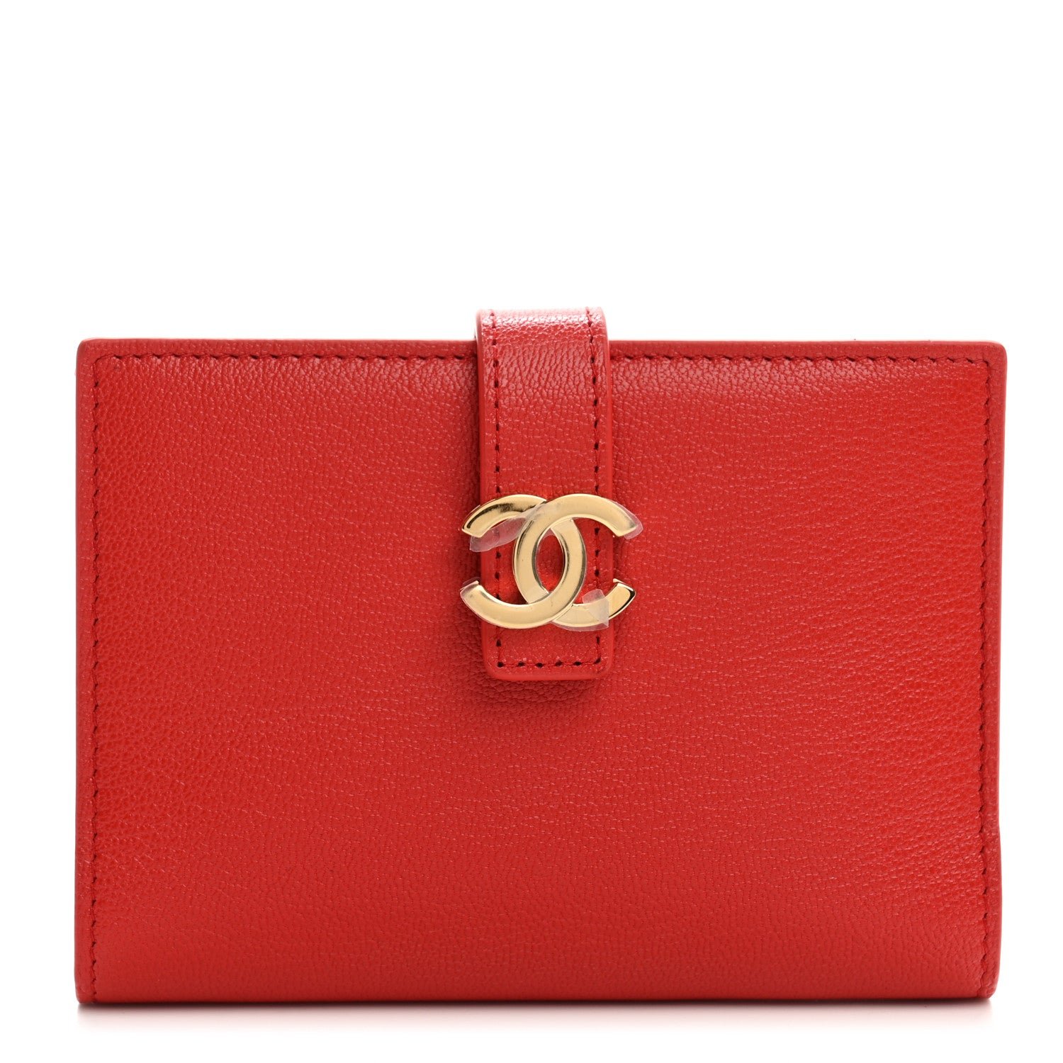 Chanel Grained Calfskin Passport Holder Wallet Red