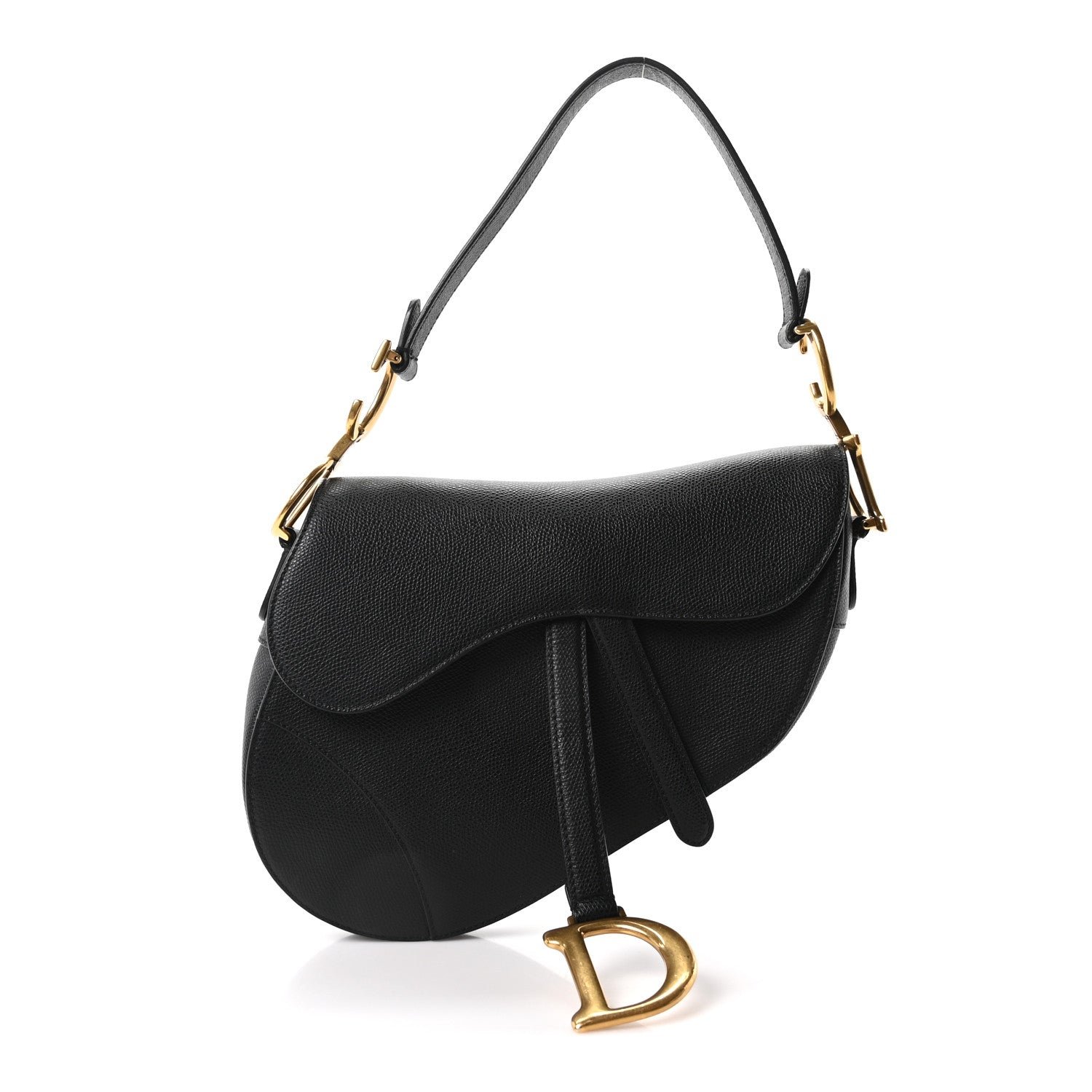 Christian Dior Grained Calfskin Saddle Bag Black