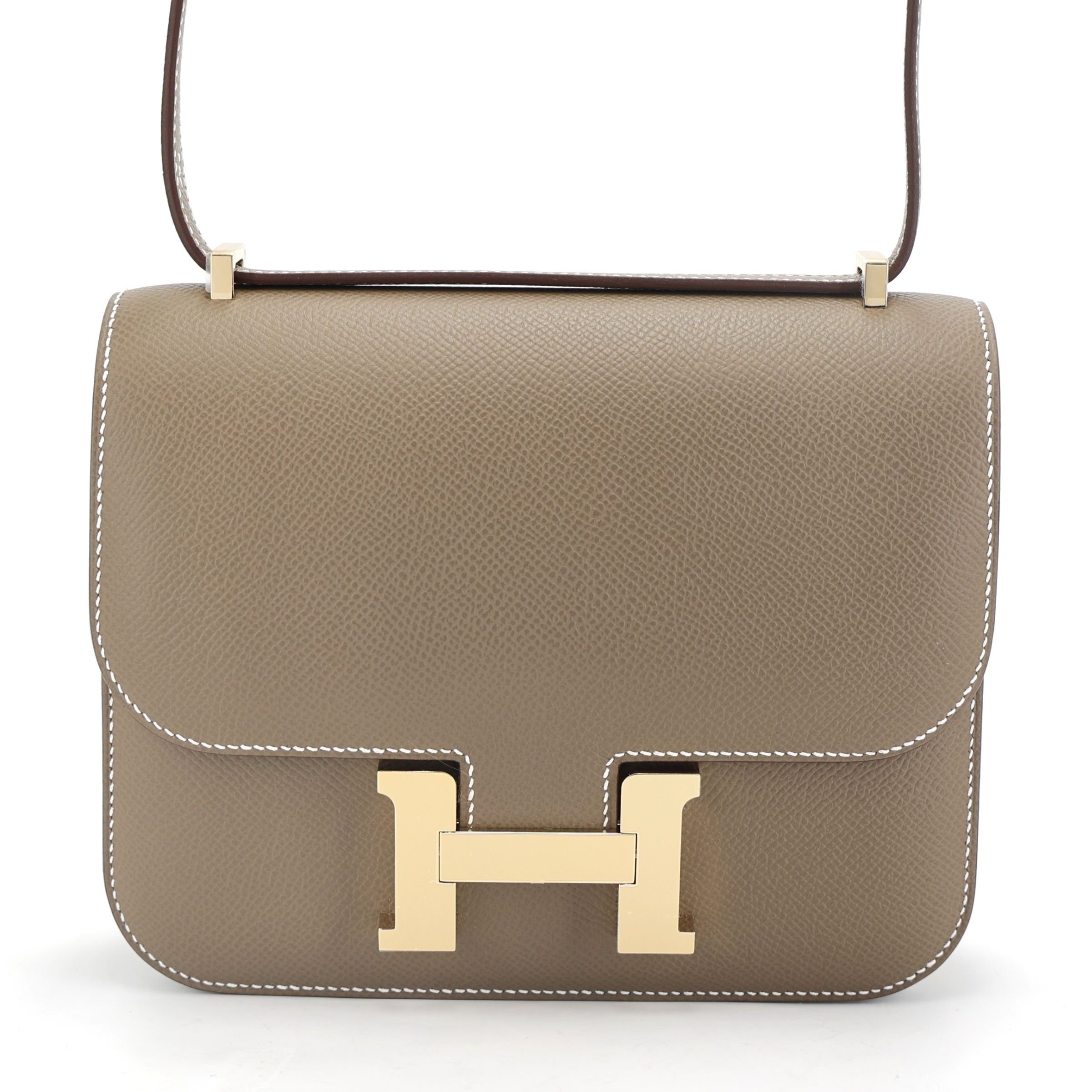 Hermes Brand New ( Rank N ) HERMÈS Constance Mini Etoupe (18) Epsom Permabrass hardware K (2025)