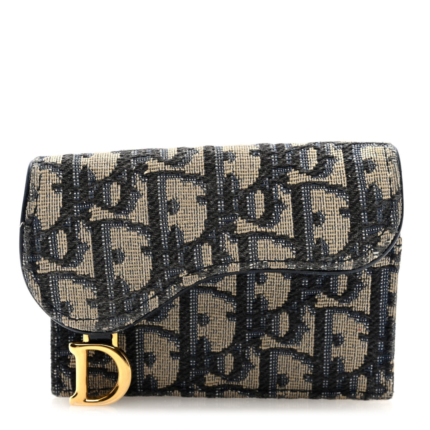 Dior Oblique Saddle Card Holder Blue