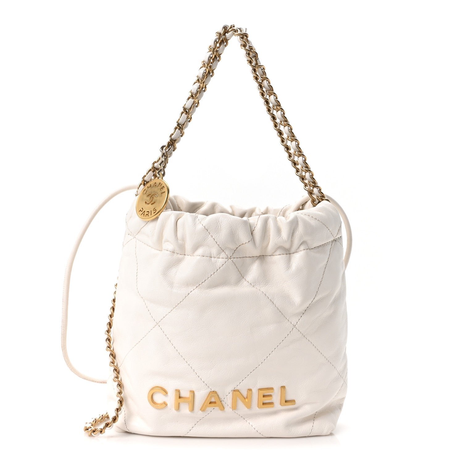 Chanel Shiny Calfskin Quilted Mini Chanel 22 White
