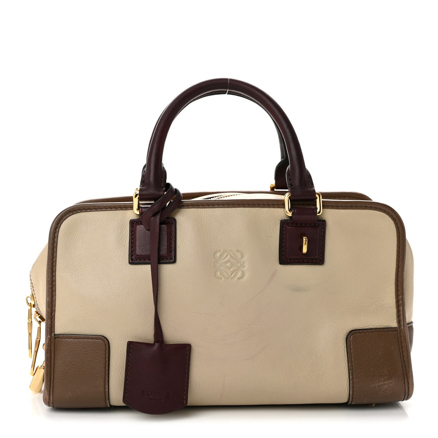 Loewe Grained Calfskin Amazona 28 Beige Brown Oxblood