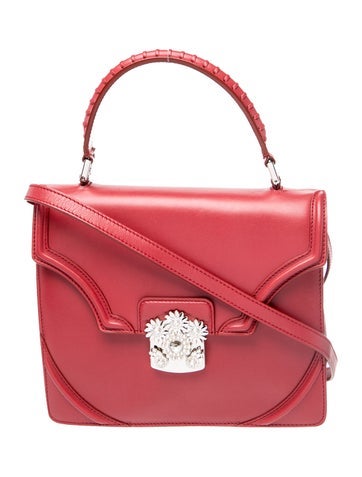 Leather red flower satchel Small w/ Tags